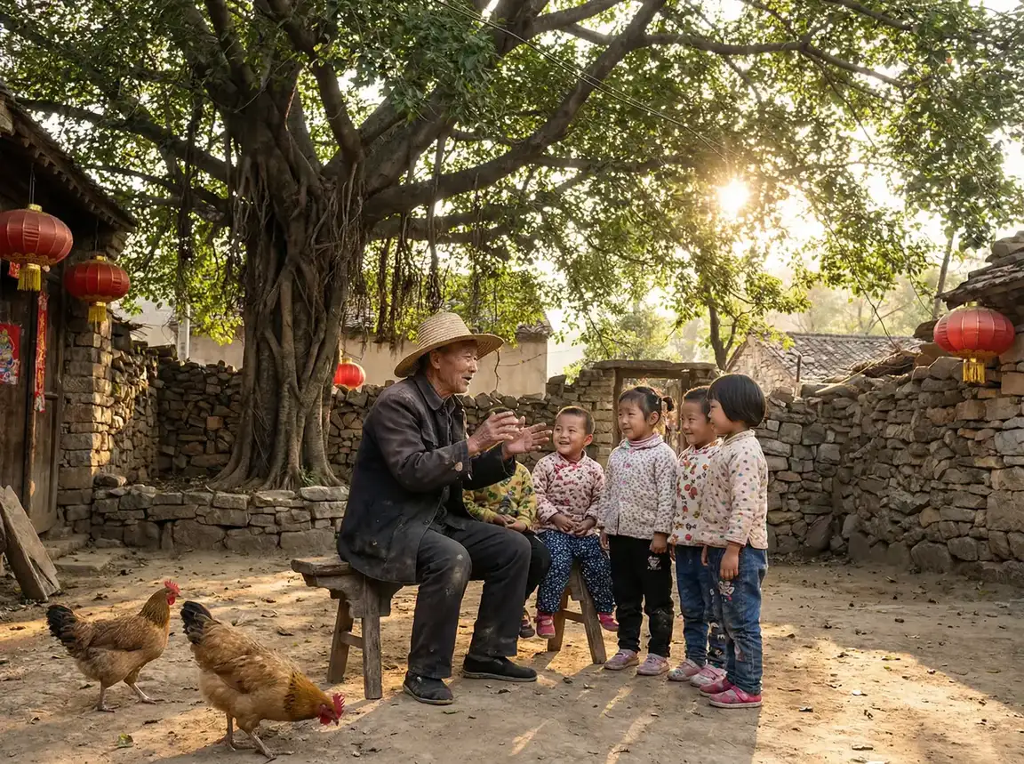 老人在大榕树下给孩子们讲故事 - 噜啊噜 在线观看 免费 乡村记忆